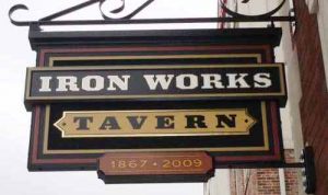 Iron Works Tavern Custom Hanging Sign