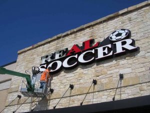 Real Soccer Channel Letter Sign Installation